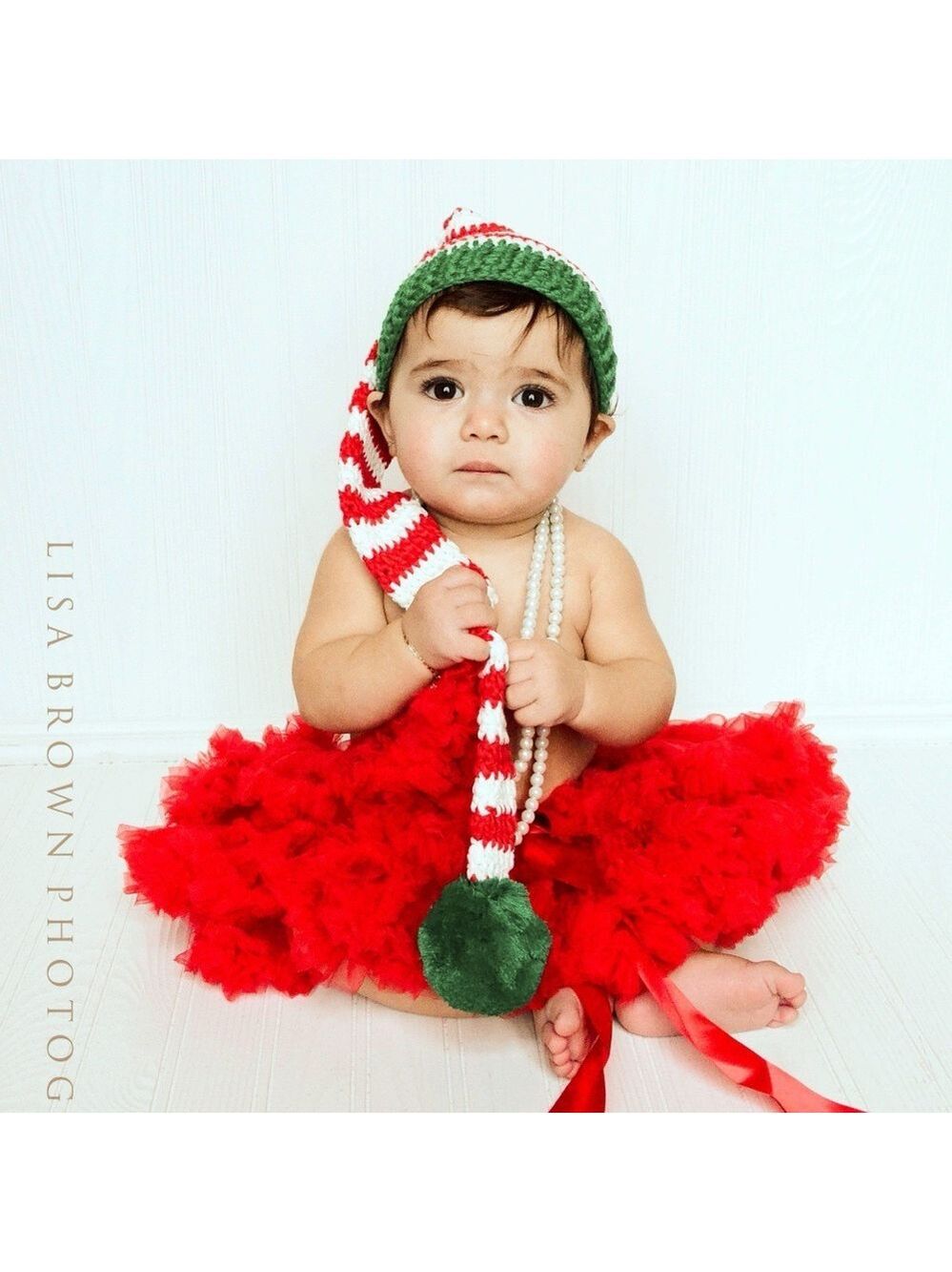 Festive Green and Red Striped Kids Holiday Hat